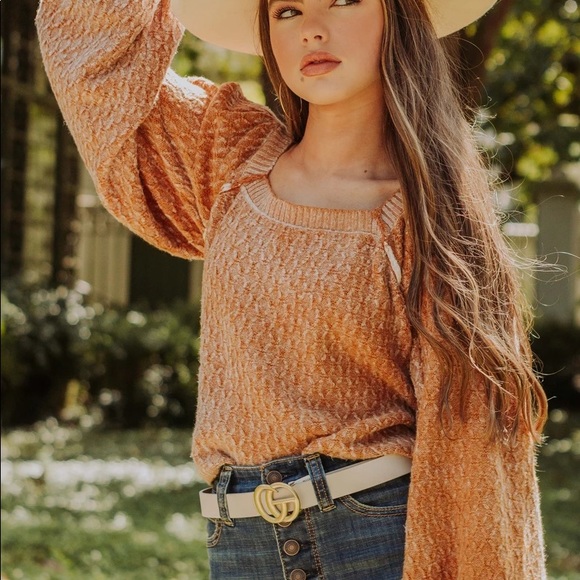 Free people Olivia Pullover toast knit large - Picture 1 of 10